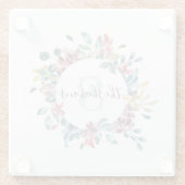 Waterverf Bloem Glas Onderzetter met Monogram (Achterkant)