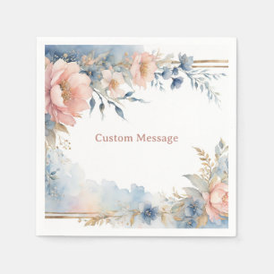 Waterverf Bloem Gouden Frame Gepersonaliseerd Eleg Servet
