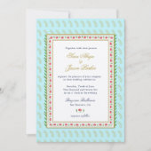 Waterverf bloem grens Aqua Indiaanse bruiloft Kaart (Voorkant)