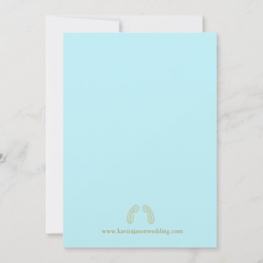 Waterverf bloem grens Aqua Indiaanse bruiloft Kaart (Achterkant)