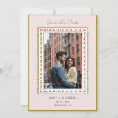 Waterverf bloem grens Foto Opslaan datum Save The Date (Voorkant)