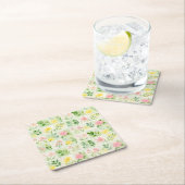 Waterverf Bloem Grid Patroon Kartonnen Onderzetters (Insitu)