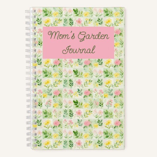 Waterverf Bloem Grid Patroon Notitieboek (Voorkant)