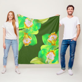Waterverf bloem groen orchidee voor orchidee fleece deken