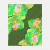 Waterverf bloem groen orchidee voor orchidee fleece deken (Voorkant)