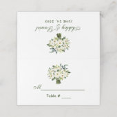 Waterverf Bloem Groen Wit Boeket Bruiloft Plaatskaartje (Buitenkant ongevouwen)