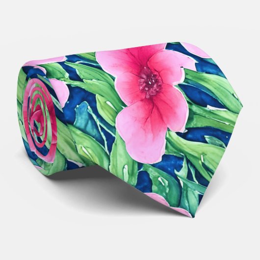 Waterverf Bloem Halsdoek Stropdas (Opgerold)
