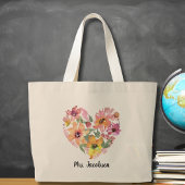 Waterverf Bloem Hart Leraar Waardering Grote Tote Bag