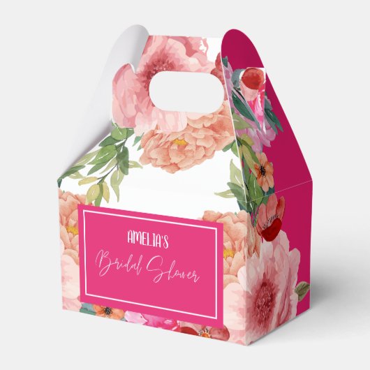 Waterverf bloem helder roze bruiloft bedankdoosjes (Voorkant Zijde)