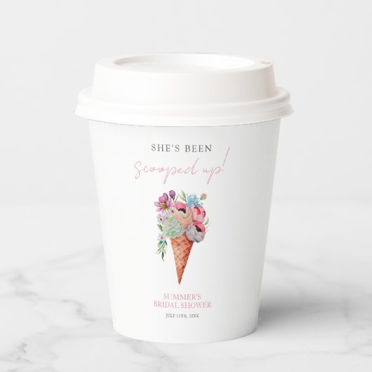 Waterverf Bloem IJssalon Bruidsfeestje Papieren Bekers (Voorkant)