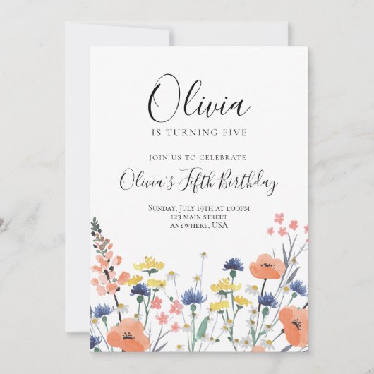 Waterverf bloem kaart (Voorkant)