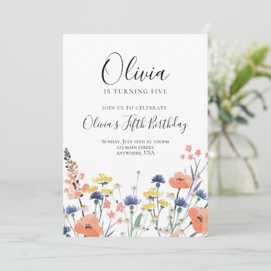 Waterverf bloem kaart (Staand voorkant)