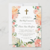 Waterverf Bloem Kader Eerste Heilige Communie Kaart (Voorkant)