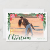 Waterverf Bloem Kerst Foto Feestdagenkaart (Voorkant)