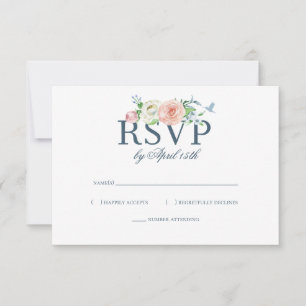 Waterverf Bloem Kolibrie Seersucker Bruiloft RSVP Kaartje