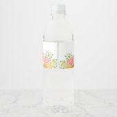 Waterverf Bloem Koraal Groen Baby Shower Waterfles Etiket (Achterkant)