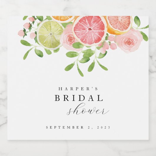 Waterverf Bloem Koraal Groen Bruidsfeest Sparkling Wijnetiket (Enkel label)