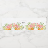 Waterverf Bloem Koraalgroen Baby Shower Waterfles Etiket (Enkel label)