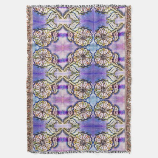 Waterverf bloem kunst op blauw deken (Voorkant Verticaal)