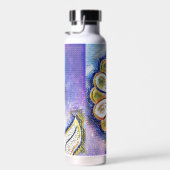 Waterverf bloem kunst op blauw waterfles (Rechts)