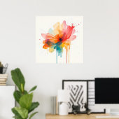 Waterverf Bloem Kunst Poster | Levendig Abstract F (Thuiskantoor)