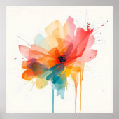Waterverf Bloem Kunst Poster | Levendig Abstract F (Voorkant)