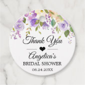 Waterverf Bloem Lavendel Paarse Bruiloftsdouche Bedankjes Labels (Voorkant)