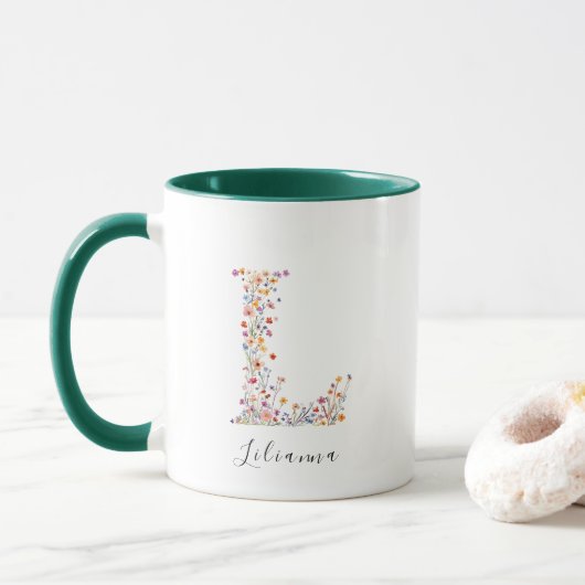 Waterverf Bloem Letter L Monogram & Aangepaste Naa Mok (Met donut)