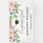 Waterverf Bloem Meisje Afgestudeerd Afstudeerfeest Spandoek (Verticaal)