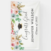 Waterverf Bloem Meisje Afgestudeerd Afstudeerfeest Spandoek (Verticaal)