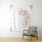 Waterverf Bloem Meisje Baby Shower Achtergrond Ban Wandkleed (In situ)