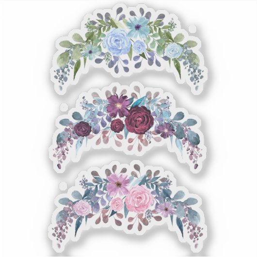 Waterverf bloem met  blauw sticker (Voorkant)