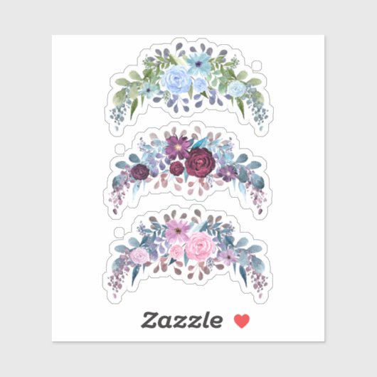 Waterverf bloem met  blauw sticker (Vel)