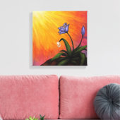 waterverf bloem met waterval in licht canvas afdruk (Insitu (Woonkamer))