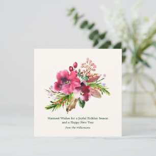 Waterverf Bloem Minimalistische Groet Burgundy Roo Feestdagenkaart