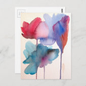 Waterverf bloem modern bloemontwerp briefkaart (Voorkant / Achterkant)
