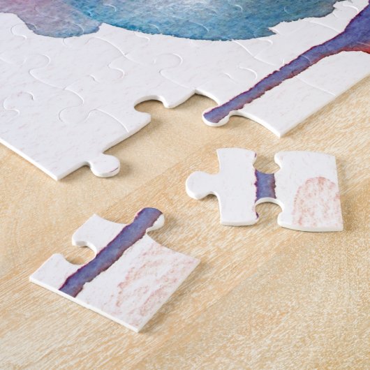 Waterverf bloem modern bloemontwerp legpuzzel (Zijkant)