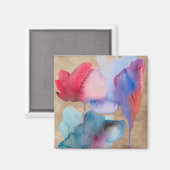 Waterverf bloem modern bloemontwerp magneet (Voorkant / Achterkant)