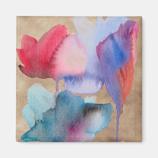 Waterverf bloem modern bloemontwerp magneet (Voorkant)