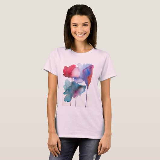 Waterverf bloem modern bloemontwerp t-shirt (Voorkant volledig)