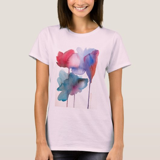 Waterverf bloem modern bloemontwerp t-shirt (Voorkant)