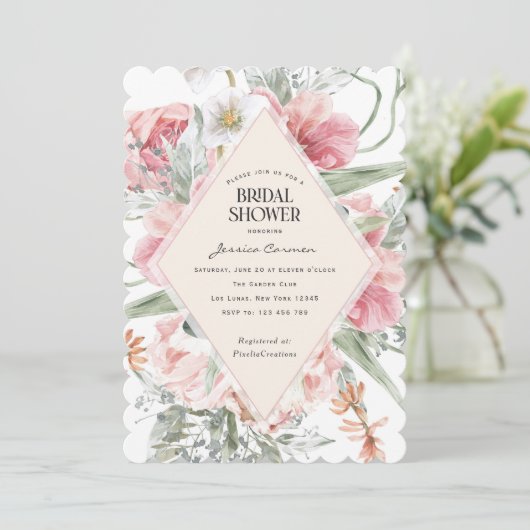 Waterverf bloem modern lentestuin trendy show kaart (Staand voorkant)