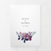 Waterverf Bloem Moderne QR Code Trouwen Drieluik Uitnodiging (Cover)