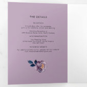 Waterverf Bloem Moderne QR Code Trouwen Drieluik Uitnodiging (Binnenzijde eerst)