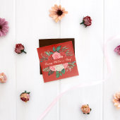Waterverf Bloem Moederdagkaart met Rode Roos Kaart
