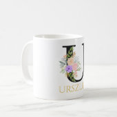 Waterverf Bloem Monogram Koffiekop Koffiemok (Voorkant links)