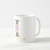 Waterverf Bloem Monogram Koffiekop Koffiemok (Voorkant rechts)