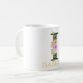 Waterverf Bloem Monogram Koffiekop Koffiemok (Voorkant links)