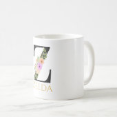 Waterverf Bloem Monogram Koffiekop Koffiemok (Voorkant rechts)