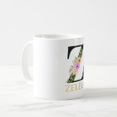 Waterverf Bloem Monogram Koffiekop Koffiemok (Voorkant links)
